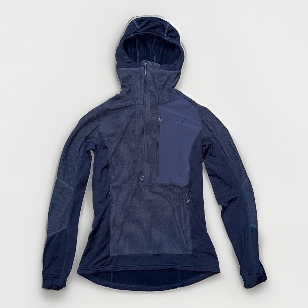 Norrona Lofoten Technical Fleece Hoodie Jacket Womens L Navy Blue Midlayer